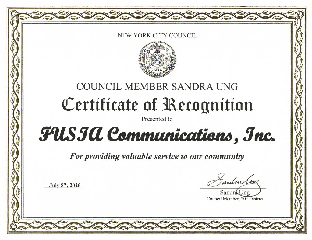 Certificate of Recognition