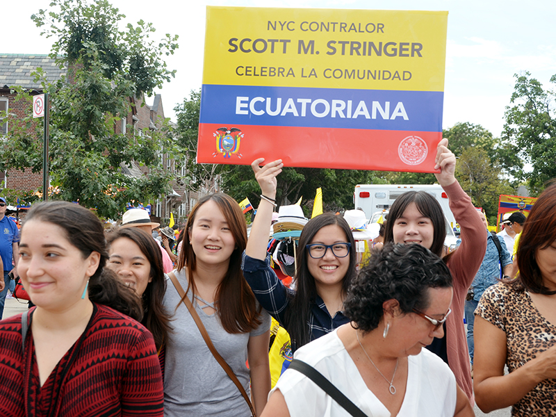 Ecuadorian Independence Day march with NYC Comptroller Stringer