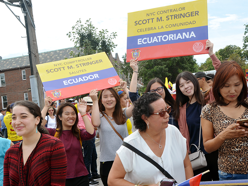 Ecuadorian Independence Day march with NYC Comptroller Stringer