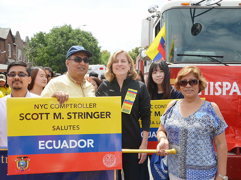 Ecuadorian Independence Day march with NYC Comptroller Stringer