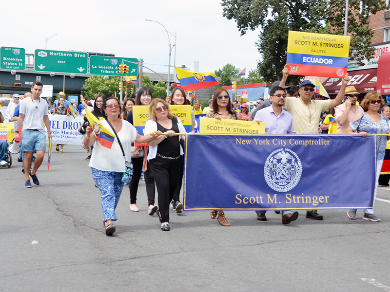 Ecuadorian Independence Day march with NYC Comptroller Stringer