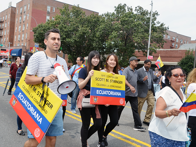 Ecuadorian Independence Day march with NYC Comptroller Stringer