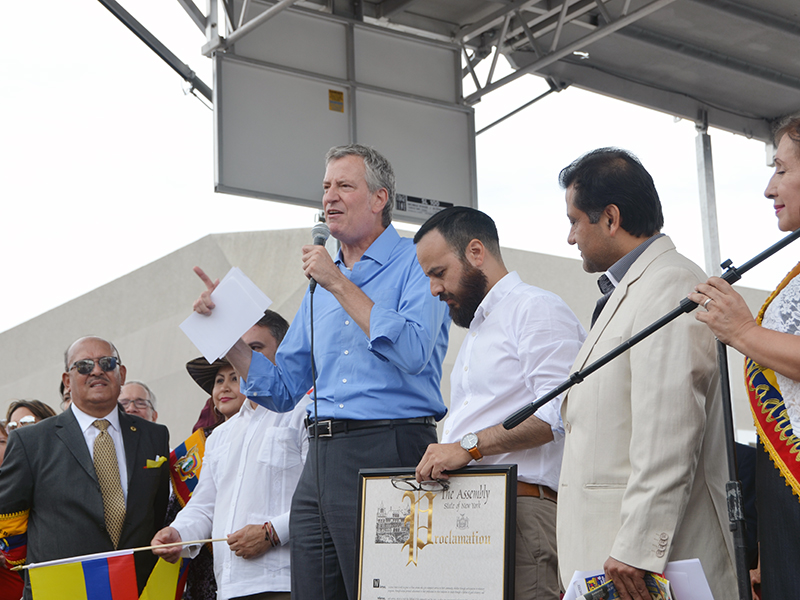 Ecuadorian Independence Day march with NYC Comptroller Stringer