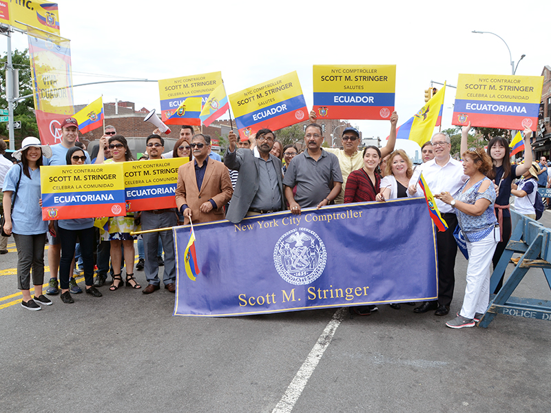 Ecuadorian Independence Day march with NYC Comptroller Stringer