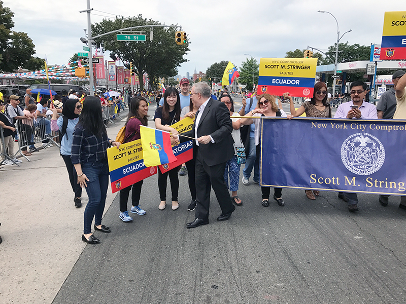 Ecuadorian Independence Day march with NYC Comptroller Stringer