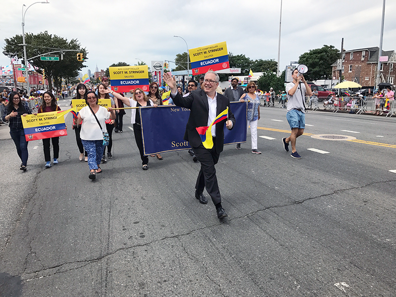 Ecuadorian Independence Day march with NYC Comptroller Stringer