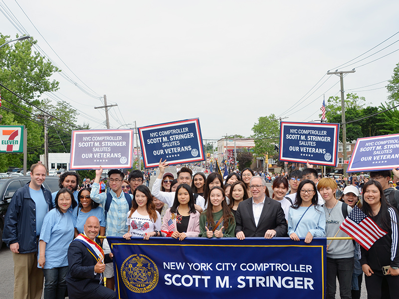 Memorial Day march with NYC Comptroller Stringer