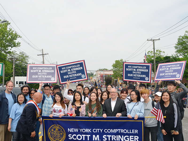 Memorial Day march with NYC Comptroller Stringer